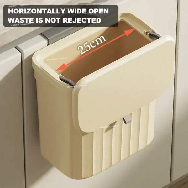 12L Kitchen Trash Can Wall Mounted Hanging Trash Bin with Lid Garbage Can for Cabinet Under Sink Waste Garbage Compost Bin Trash - Image 4