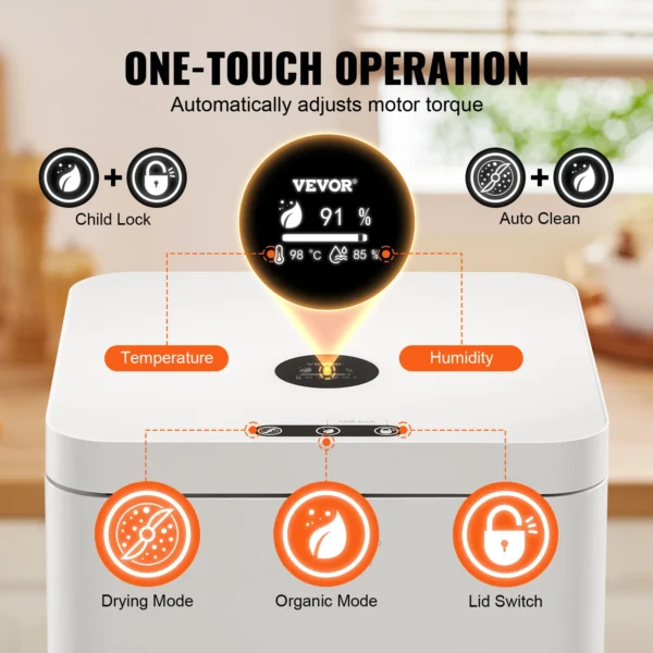 VEVOR Kitchen Composter 5 L Electric Composter for Kitchen Indoor Kitchen Food Recycler Turn Food Waste into Natural Fertilizer - Image 5