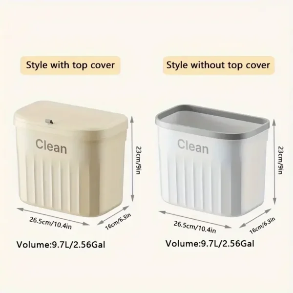 12L Kitchen Trash Can Wall Mounted Hanging Trash Bin with Lid Garbage Can for Cabinet Under Sink Waste Garbage Compost Bin Trash - Image 2