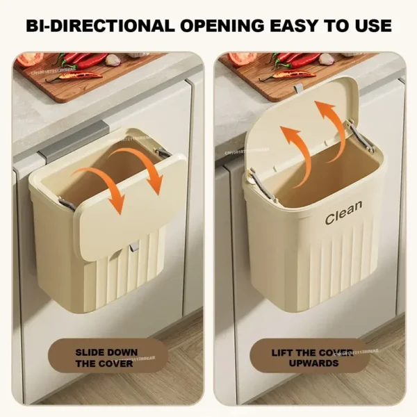 12L Kitchen Trash Can Wall Mounted Hanging Trash Bin with Lid Garbage Can for Cabinet Under Sink Waste Garbage Compost Bin Trash - Image 6