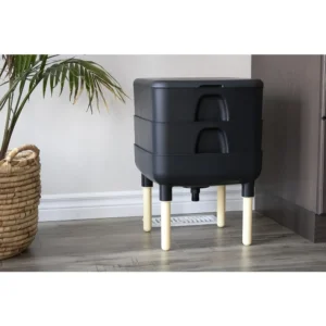 The Essential Living Composter, 2-Tray Worm Vermicomposter Bin (HF-LC4000v2-BLK) Black