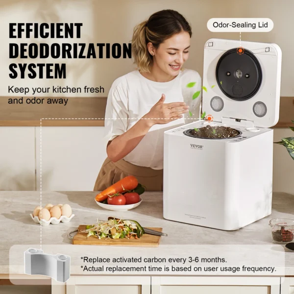 VEVOR Kitchen Composter 5 L Electric Composter for Kitchen Indoor Kitchen Food Recycler Turn Food Waste into Natural Fertilizer - Image 3